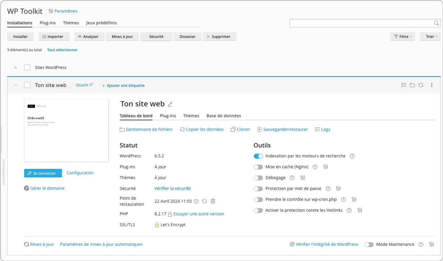 Screenshot: WordPress-Toolkit